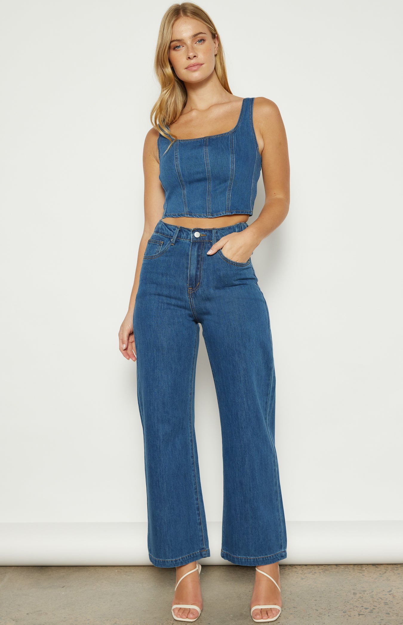 Front Panel Denim Pants