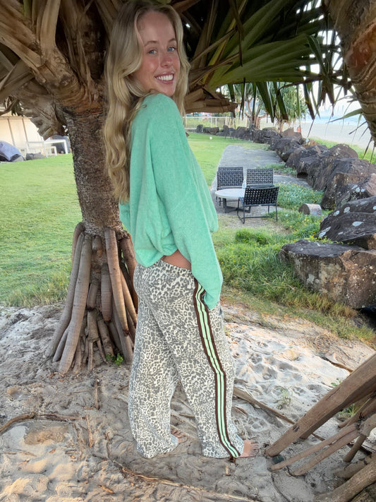 Leopard Racer Jeans | Choc/Mint