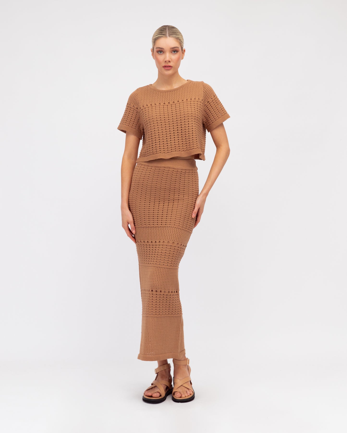 Brown Knit maxi skirt
