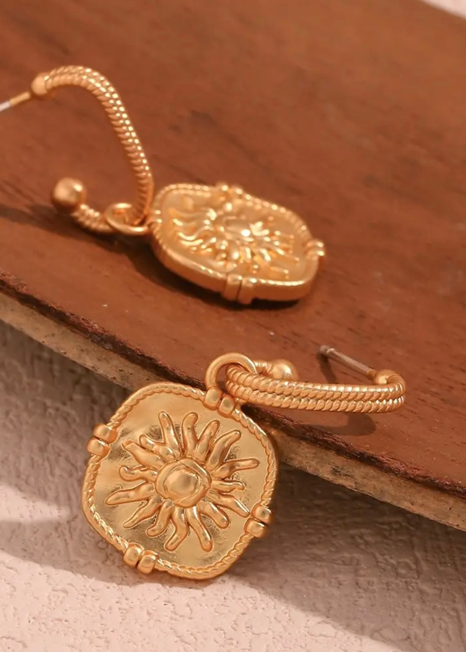 Vintage style Sun Drop Earring - 18k Gold Plated