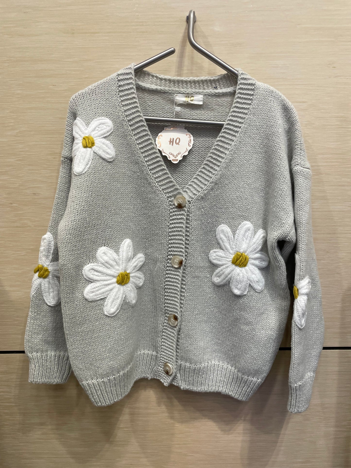Floral Wool Cardi | Grey