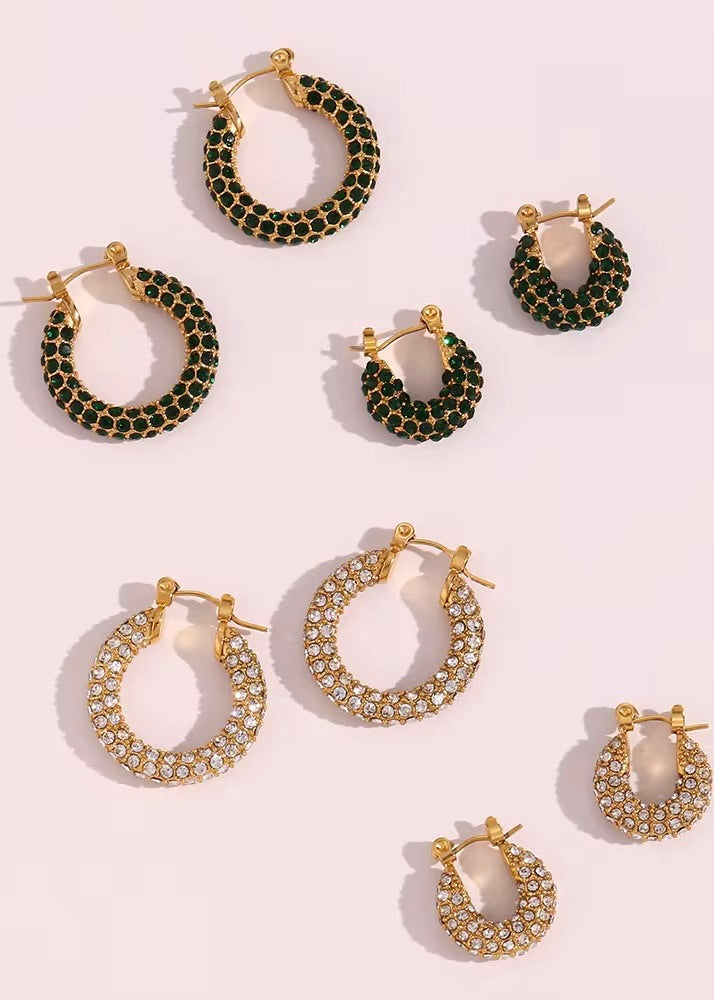 Large Hoop Gold Earring White