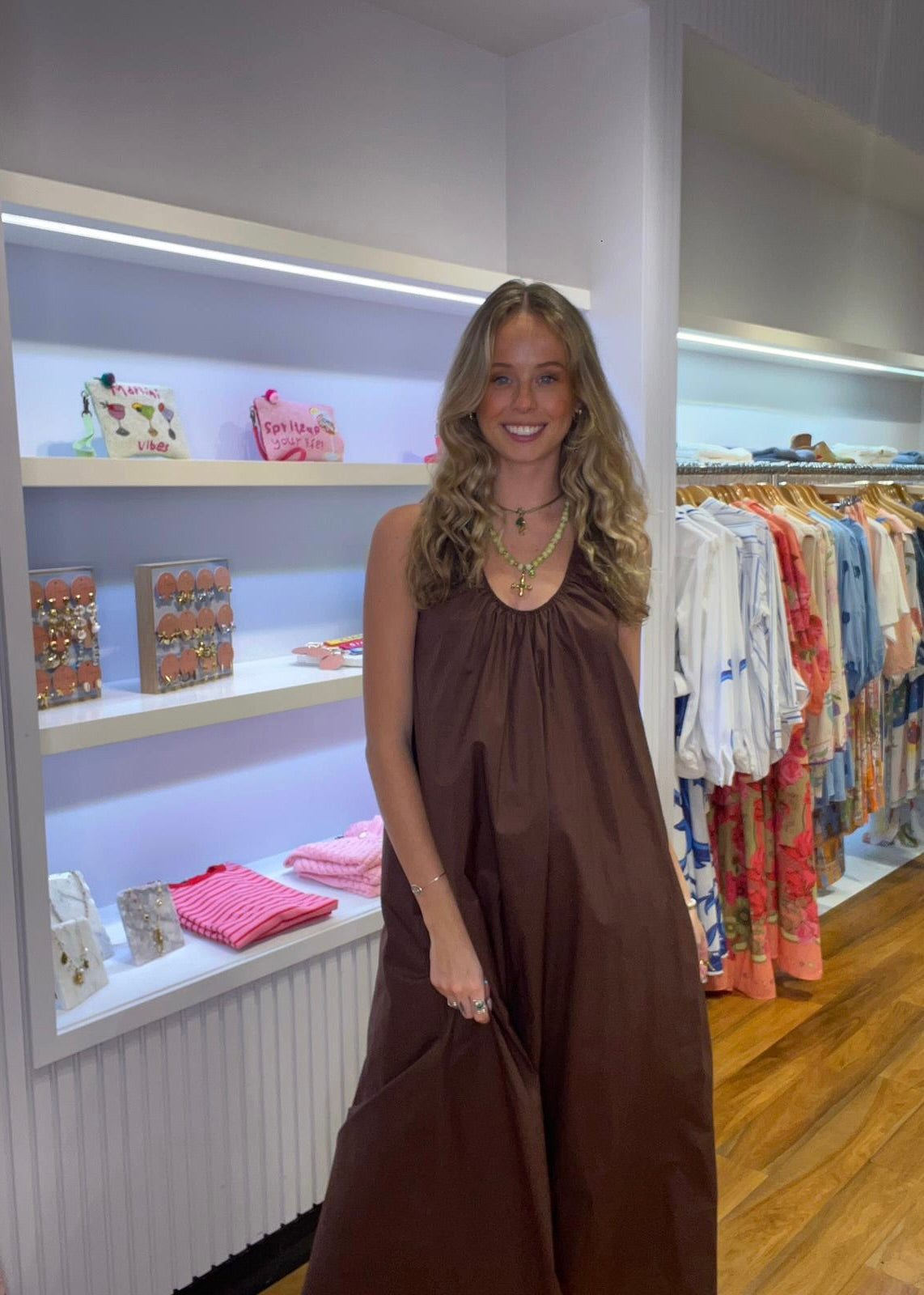 Gathered Maxi Dress| Chocolate
