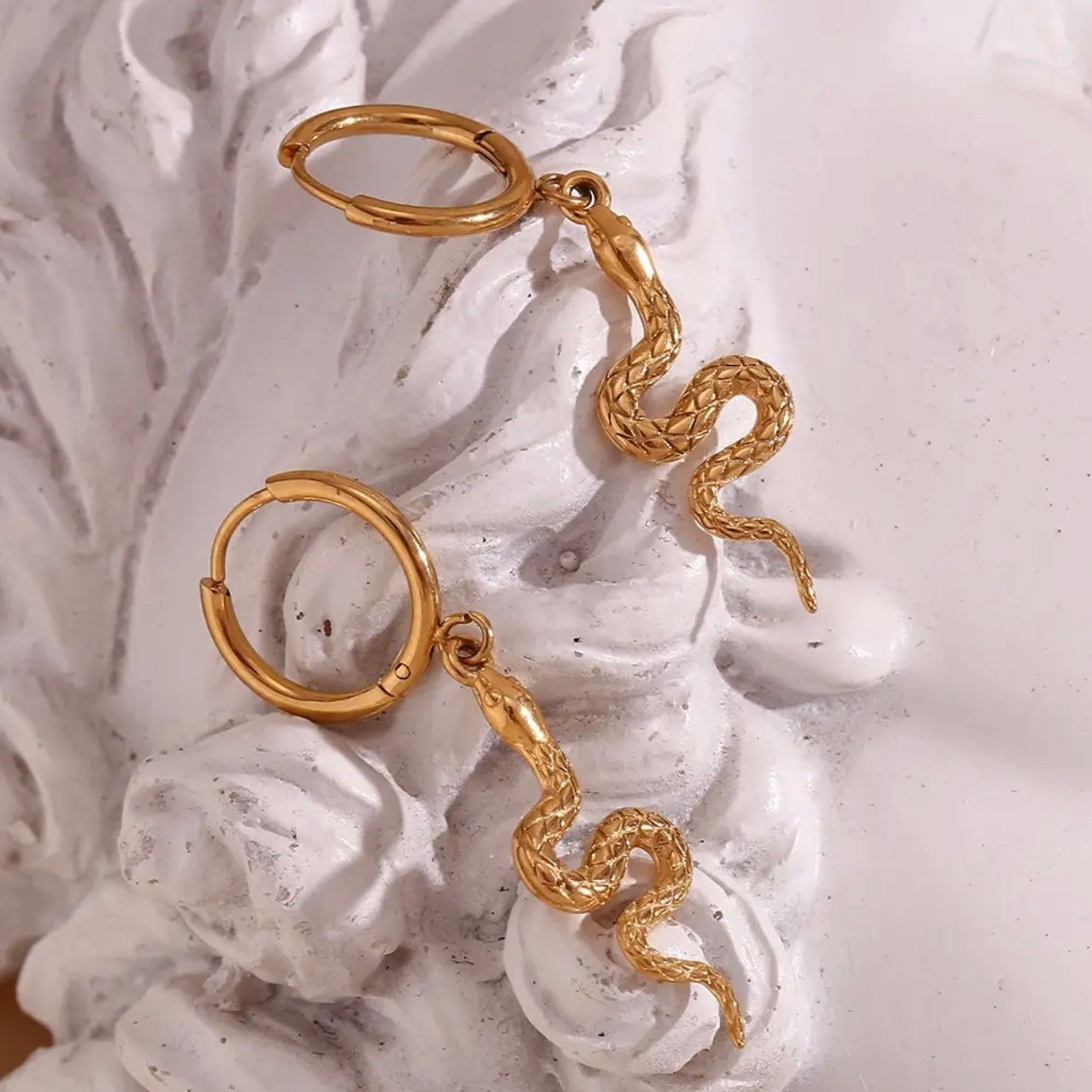 Snake Drop Earring - 18k Gold Plated