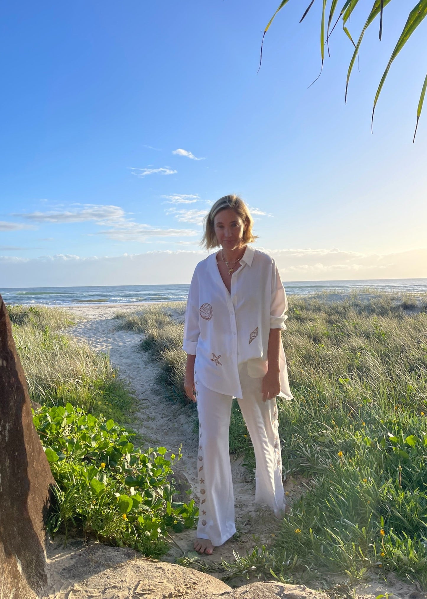 LP Embroidered Pants | White