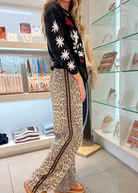 Leopard Racer Pants | Choc Stripe