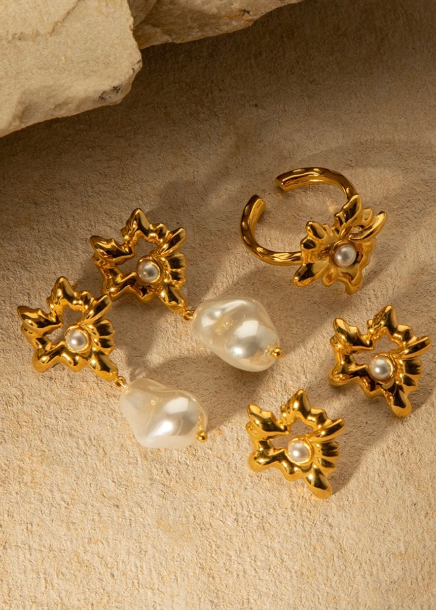 Lava Heart Stud Earring 18k Gold plated