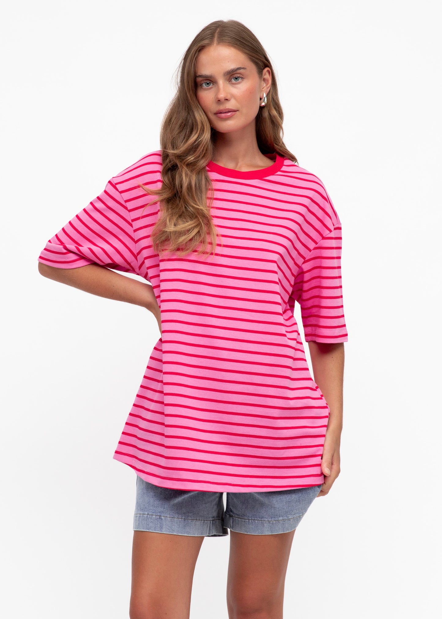 Mimi Stripe Tee | Pink Red