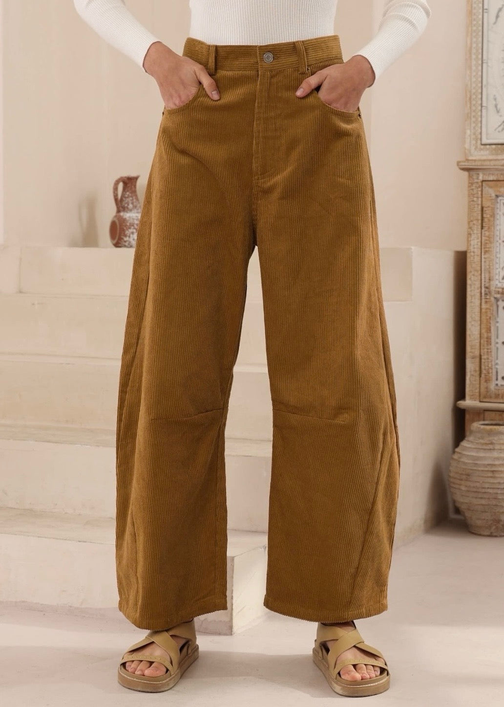 Barrel Cord Pants | Camel