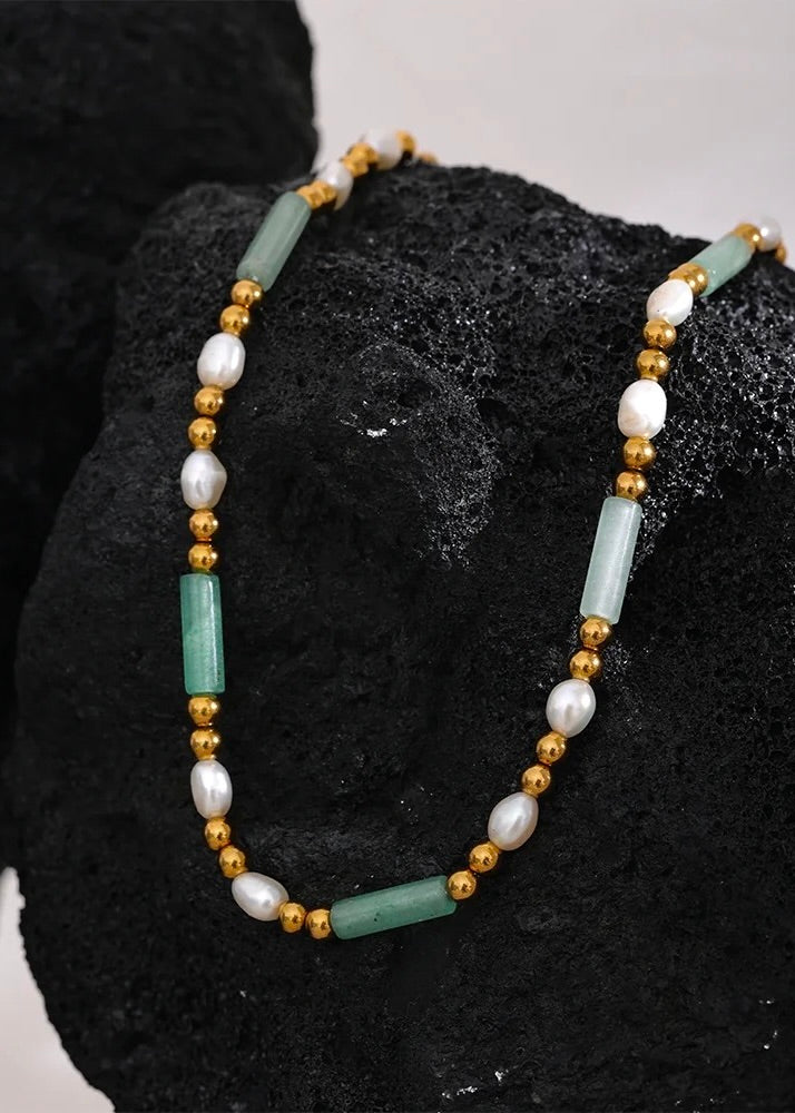 Euro Summer - Green Aventurine Stone and Freshwater Pearl