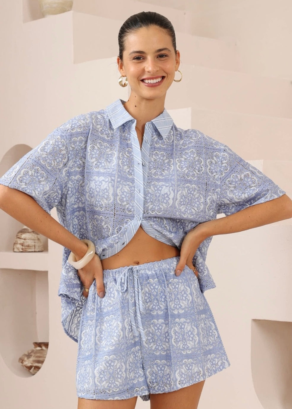 Lace Shirt | Blue