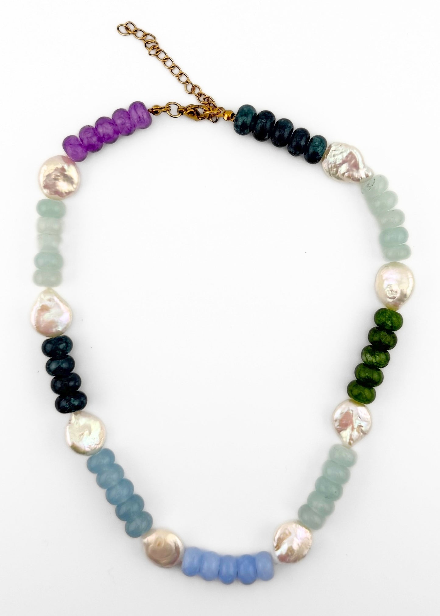 Cassis Necklace | Freshwater Pearl & Green Natural Stone