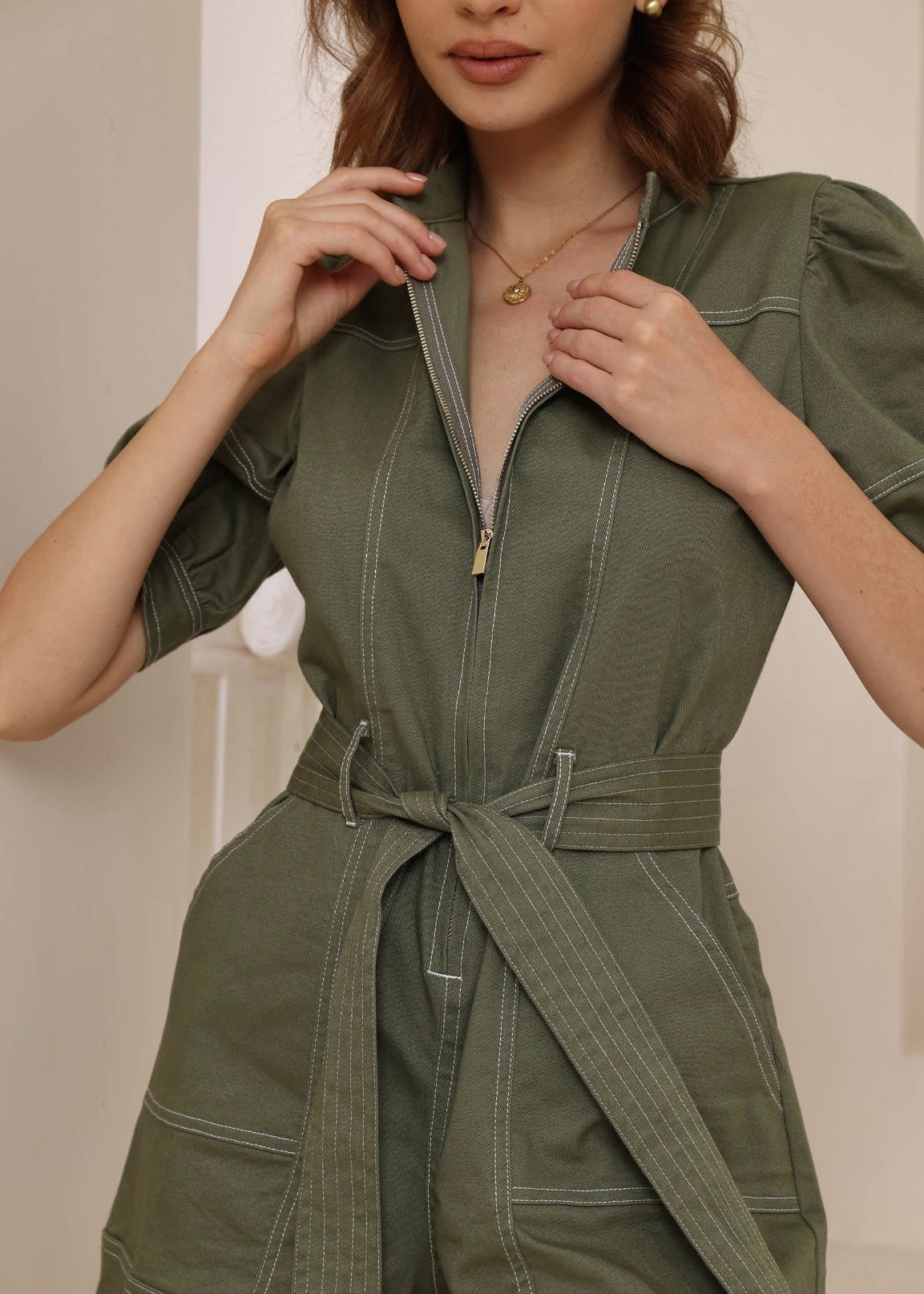 Khaki Playsuit