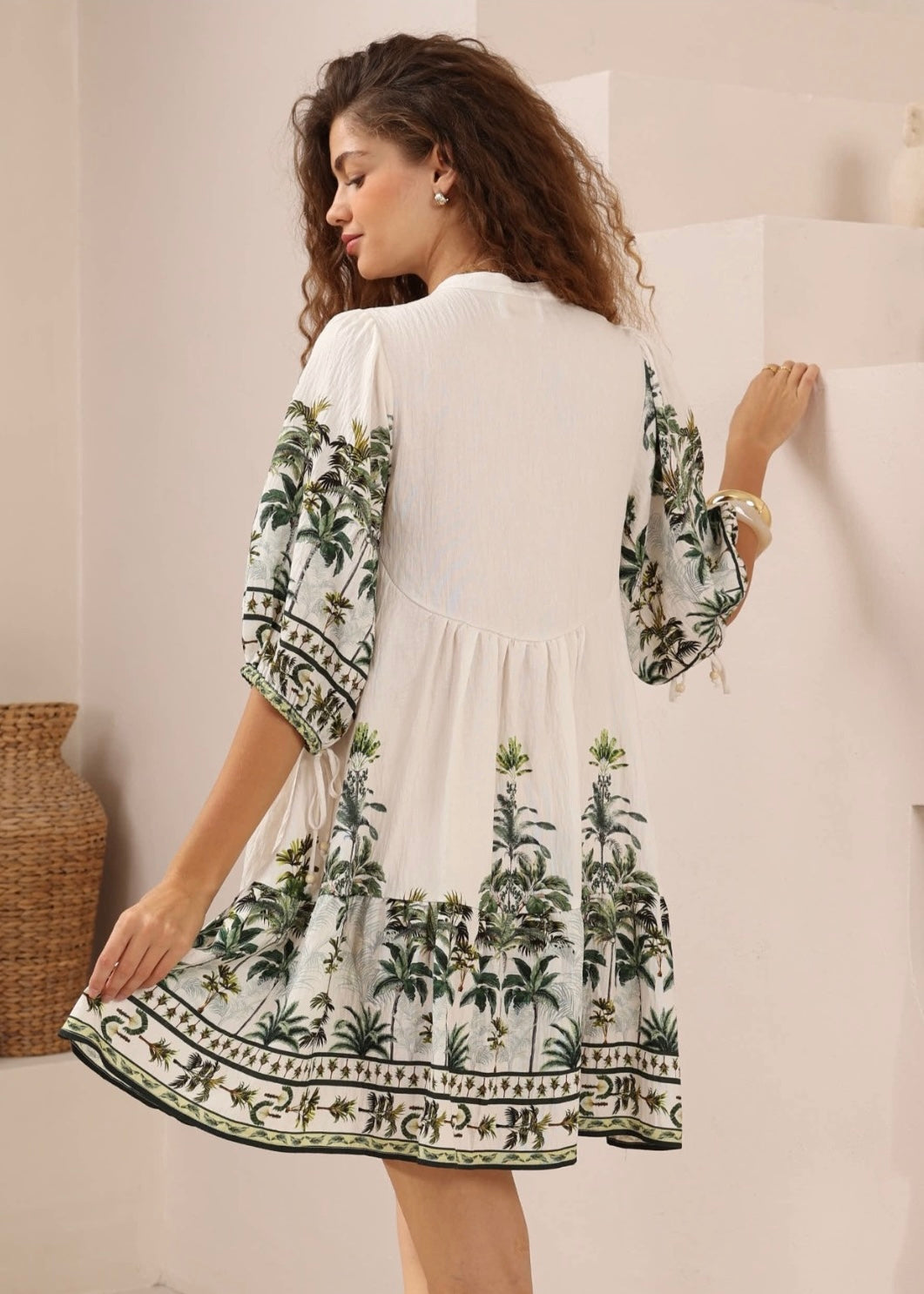 Palm Tree Babydoll Dress