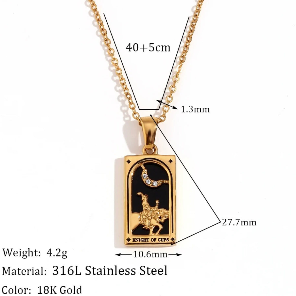 18k Gold Plated Tarot Card Necklace - The World