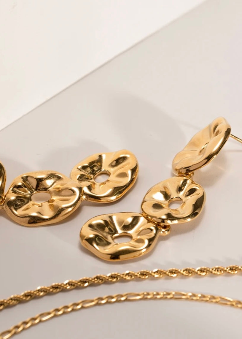 Lotus Leaf Drop Earring 18k Gold plated
