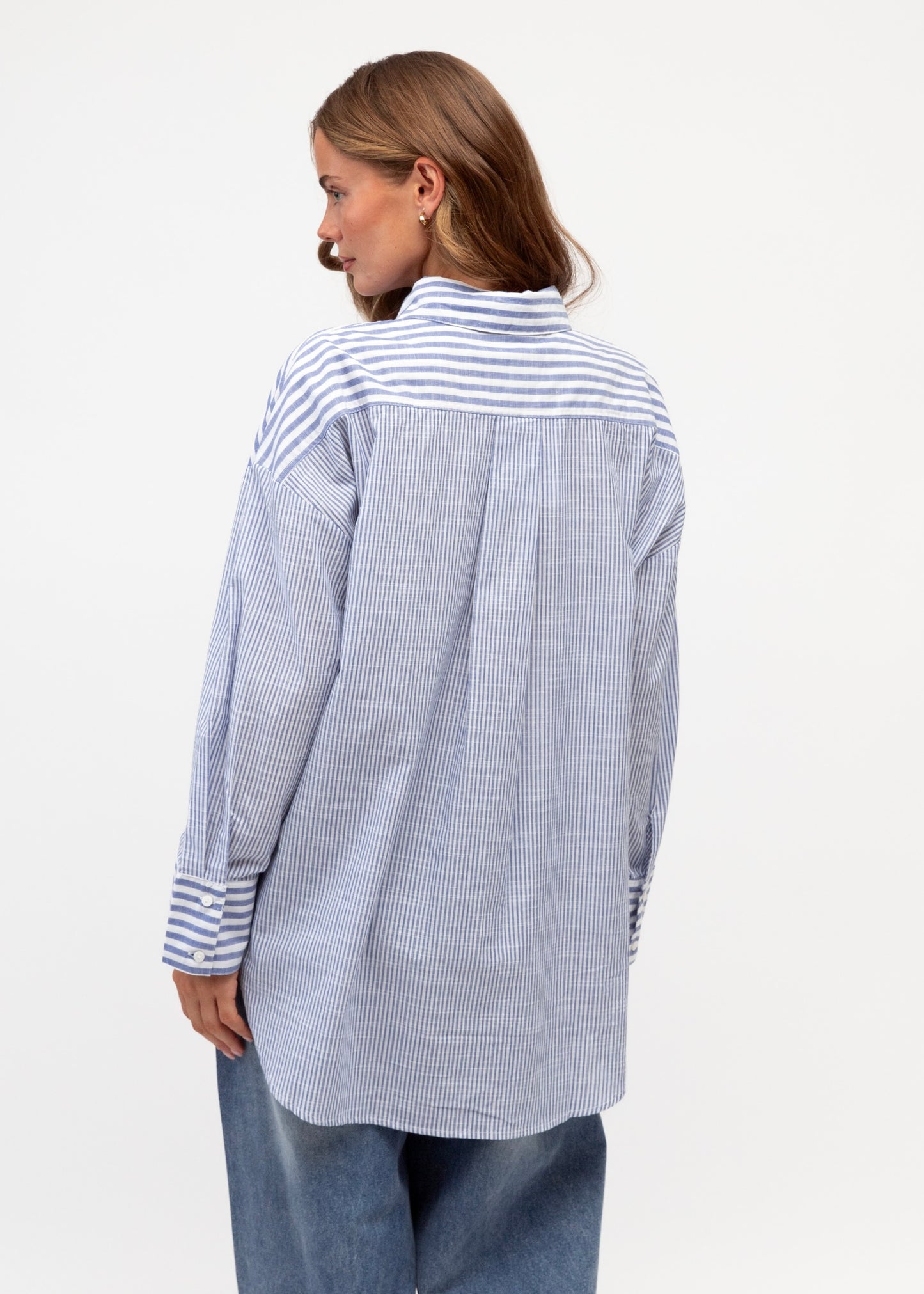 Mi Amore Embroidered Shirt | Blue Stripe