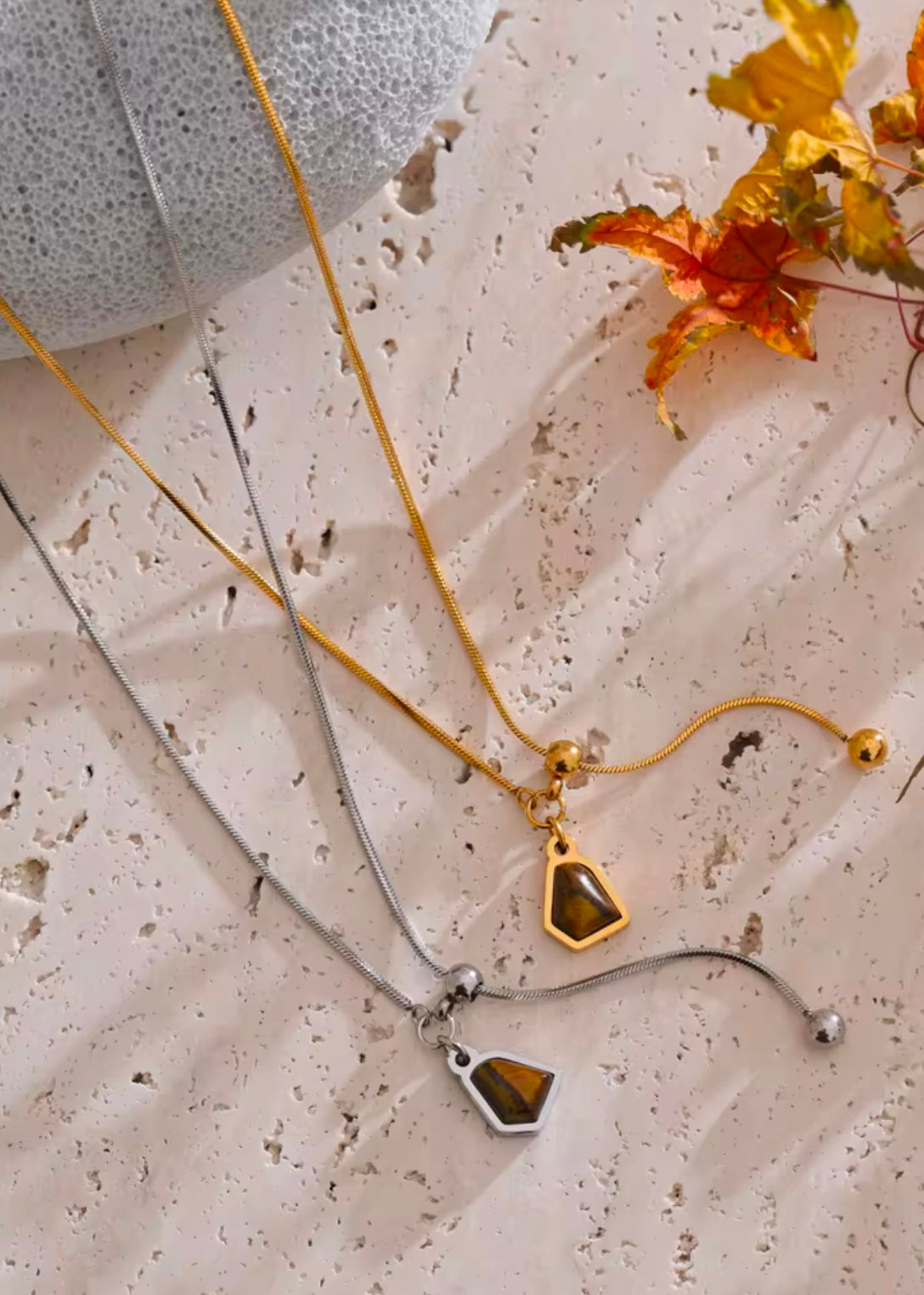 Ra Tiger Stone Necklace Gold