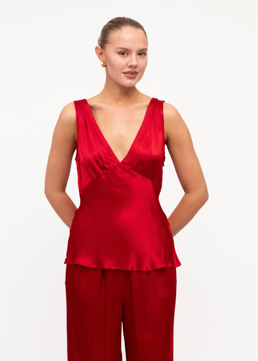 Amara Satin Pants - Red