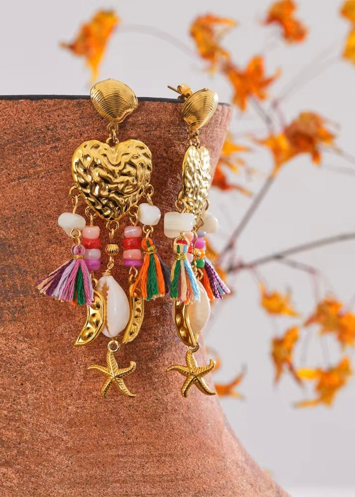 Beach Love Earring Gold Multi