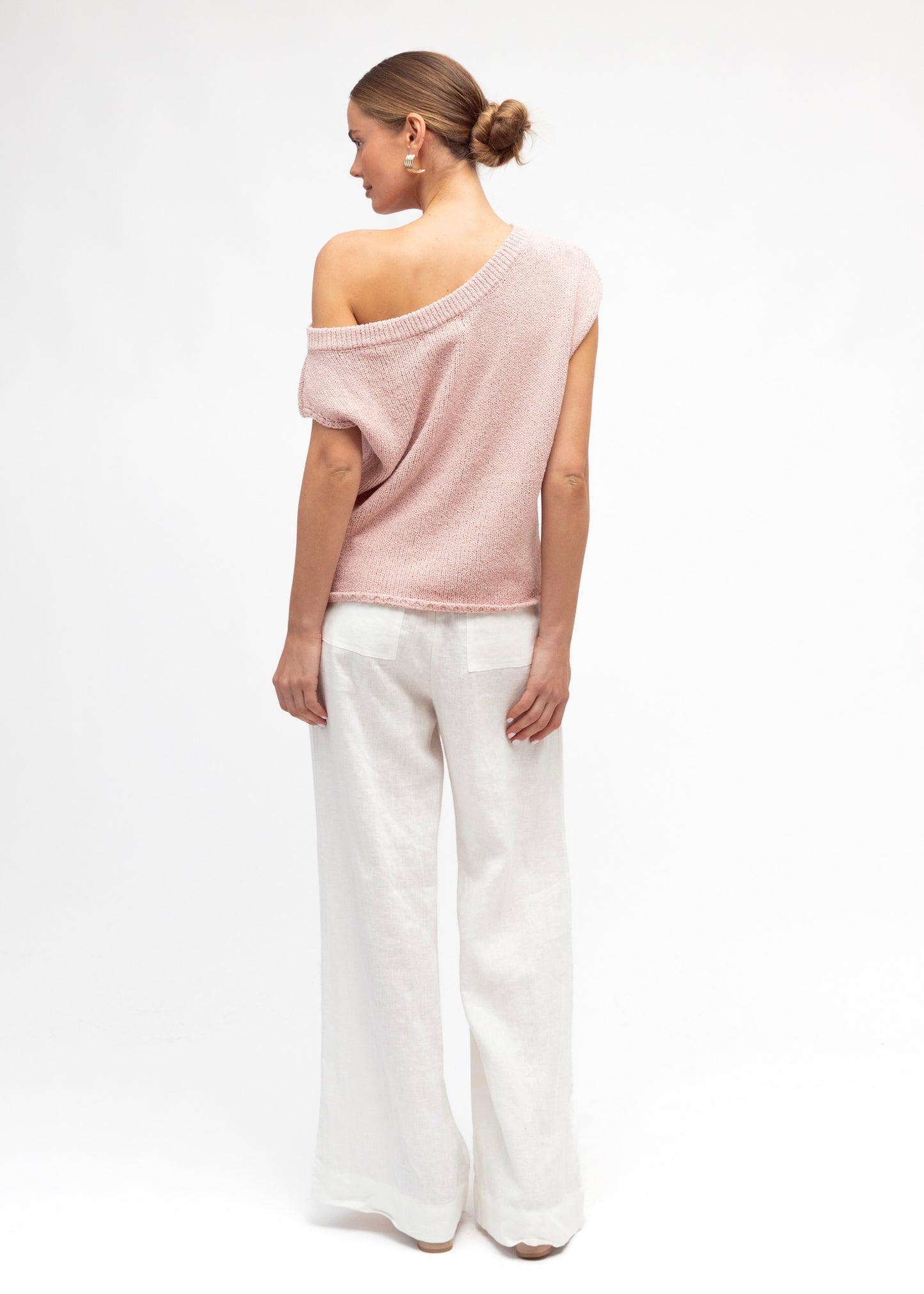 One Shoulder Knit Top | Pink