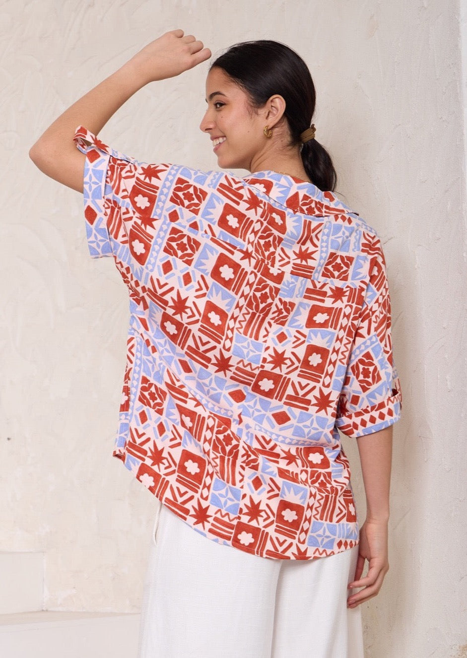 Ziki Shirt | Blue/Rust