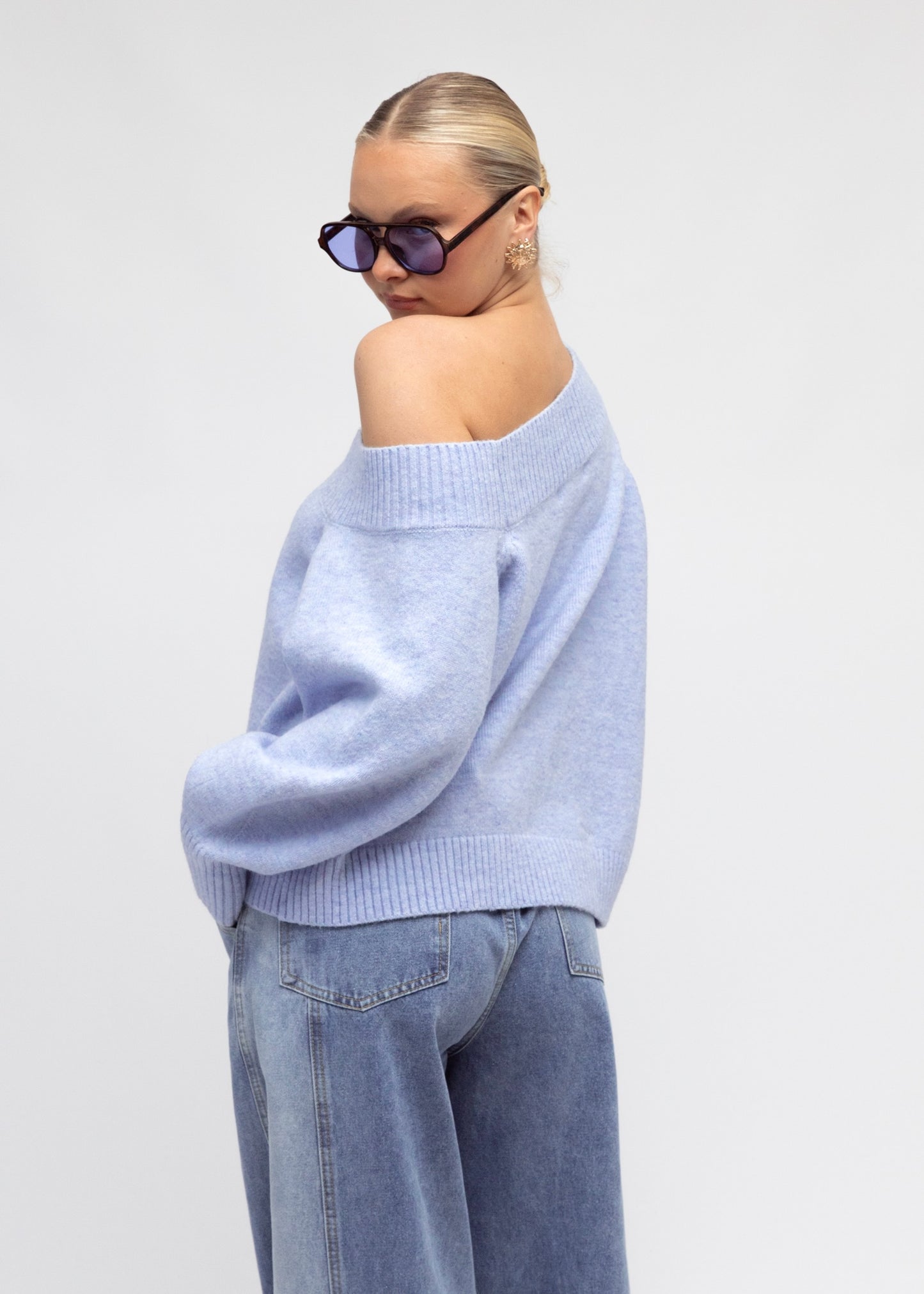 Off Shoulder Knit | Blue