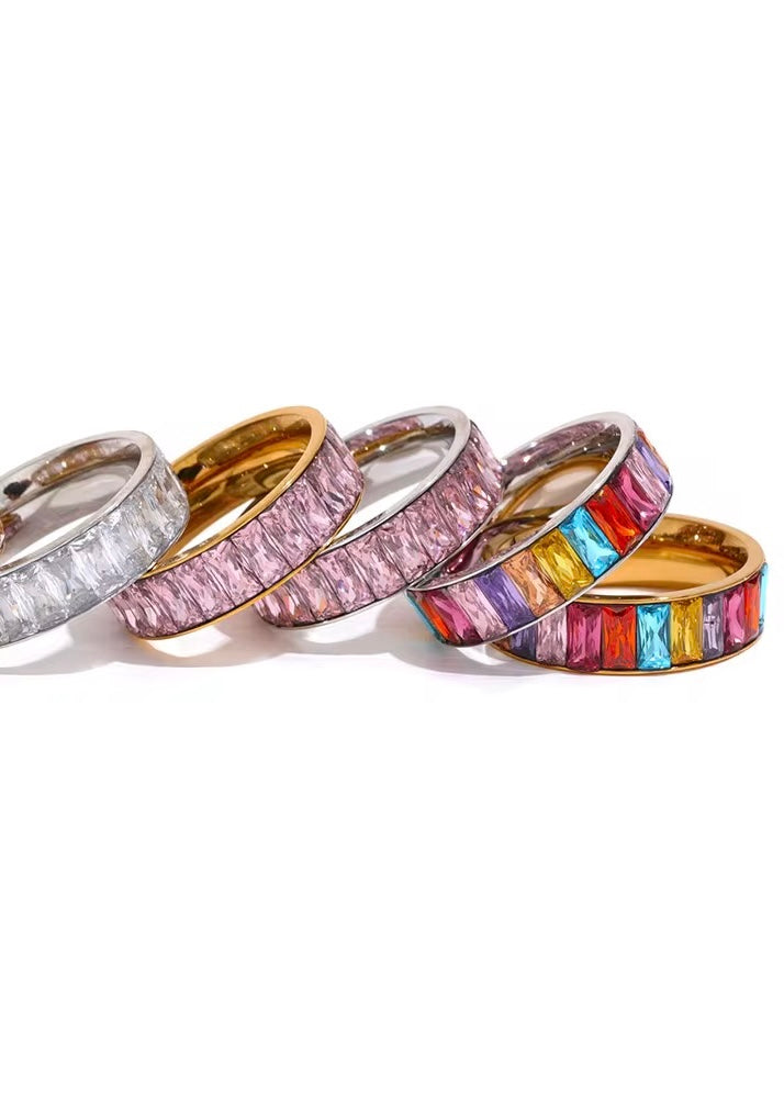 Une Baguette Ring Silver Pink