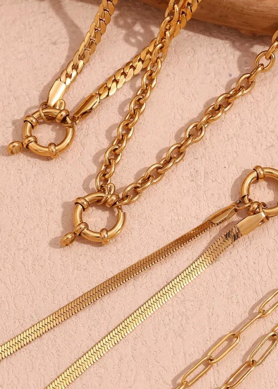 Charm Necklace Base Gold Cuban