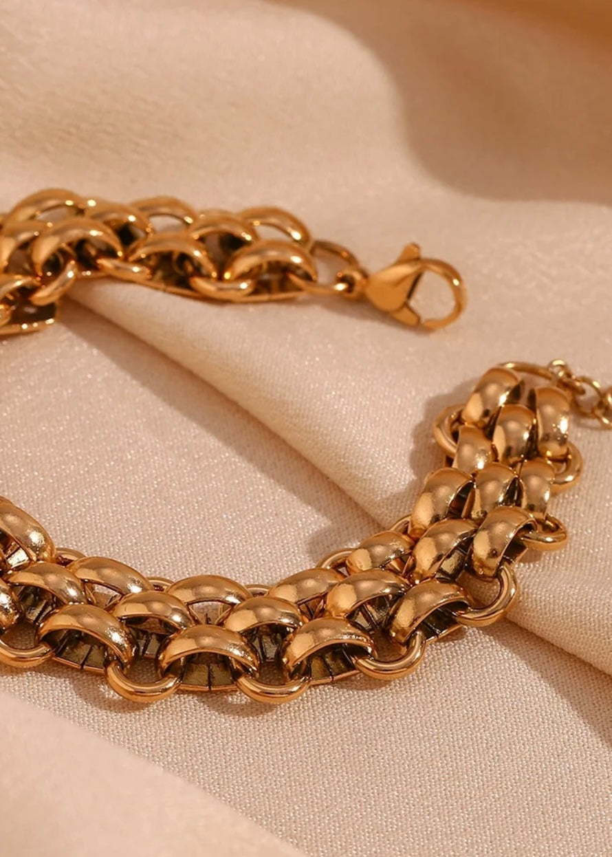 Chunky Layered Bracelet non Tarnish 18k Gold plated