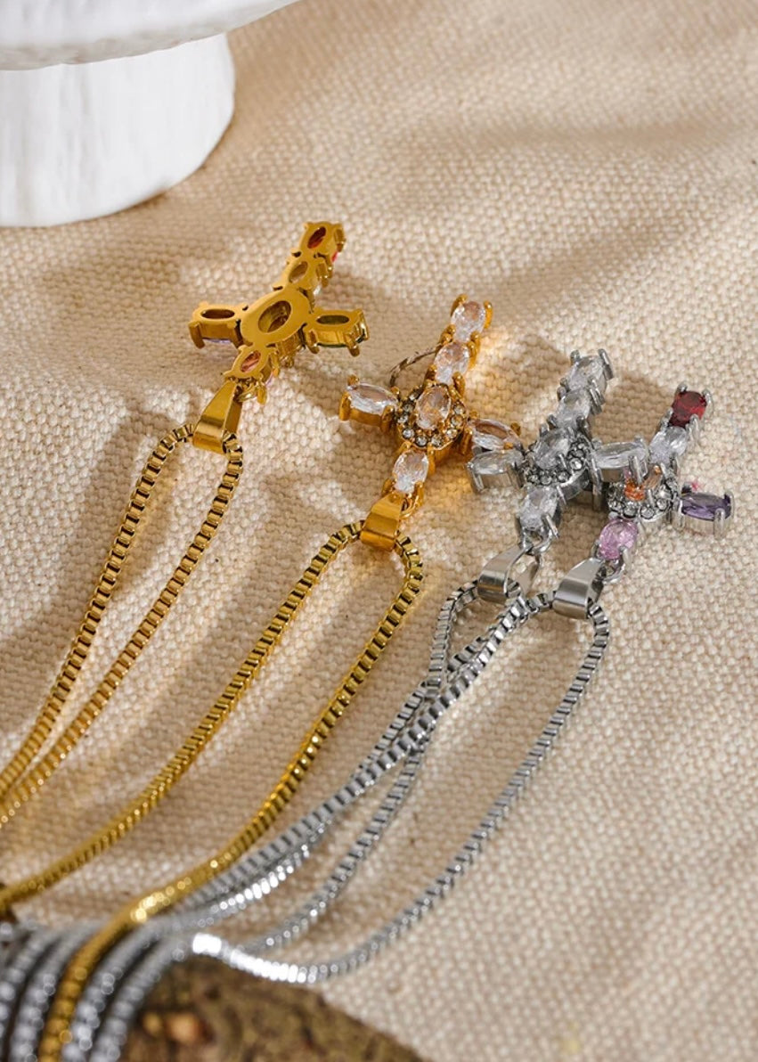 Silver Cross Pendant White