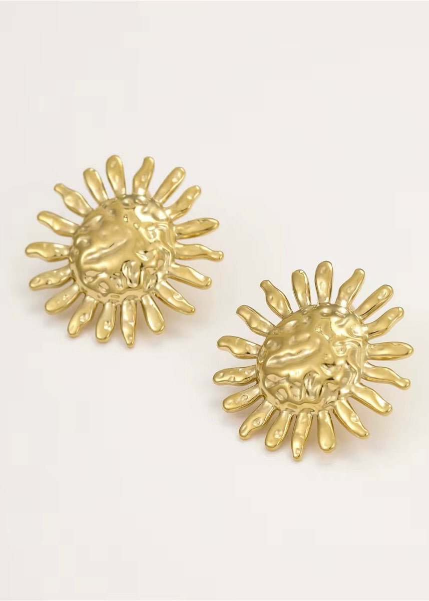 Sun Flower Gold Earring