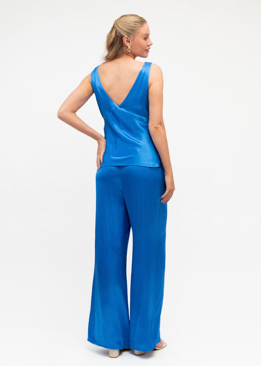 Amara Satin Pants | Blue