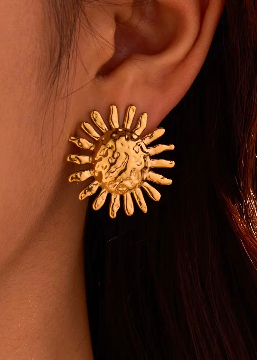 Sun Flower Gold Earring