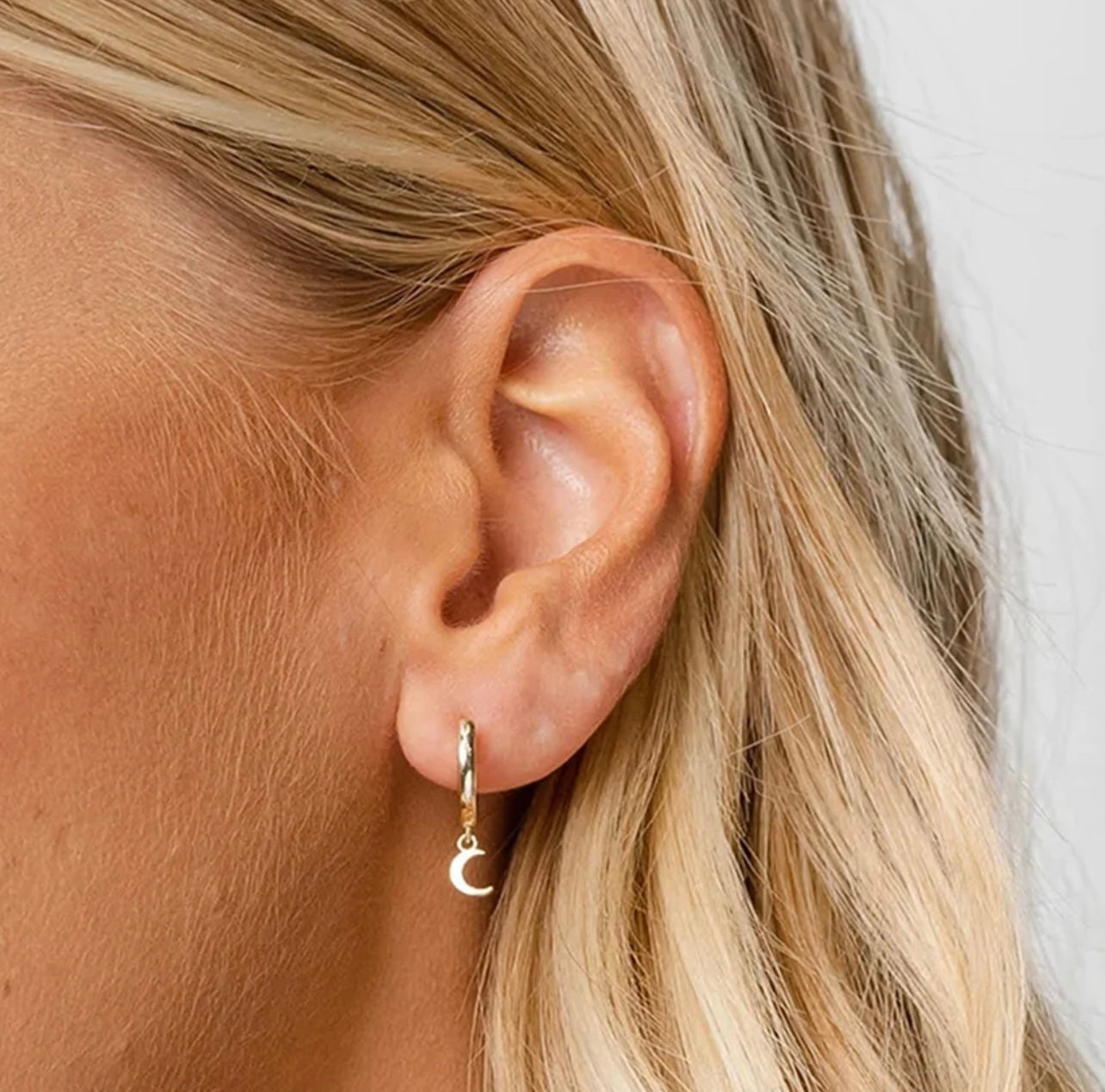 14k Gold Plated 925 Silver, Crescent Moon Earring