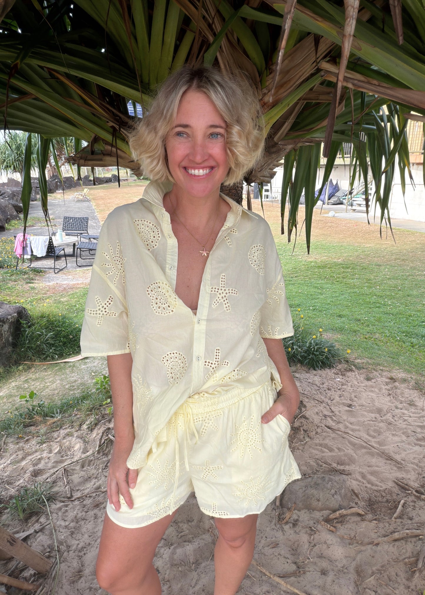 Sea Crochet Shirt | Yellow