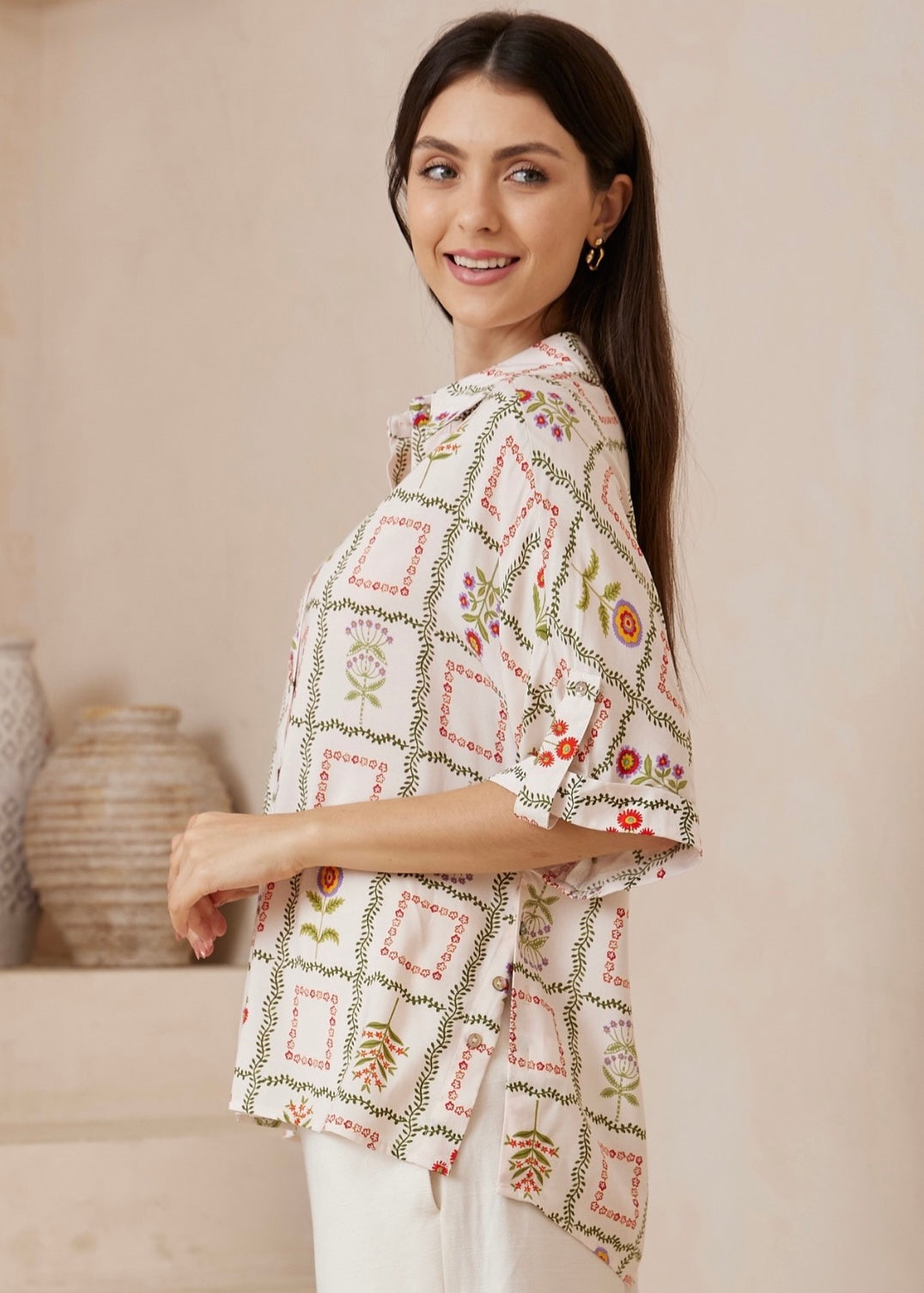 De Fleurs Shirt Beige