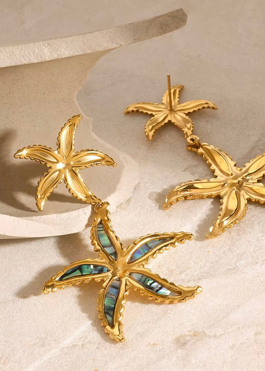 Starfish Pearl Gold Earring
