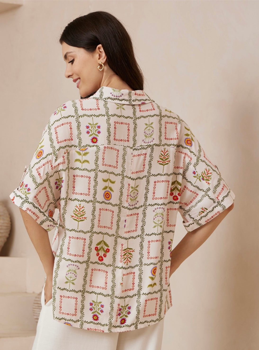 De Fleurs Shirt Beige