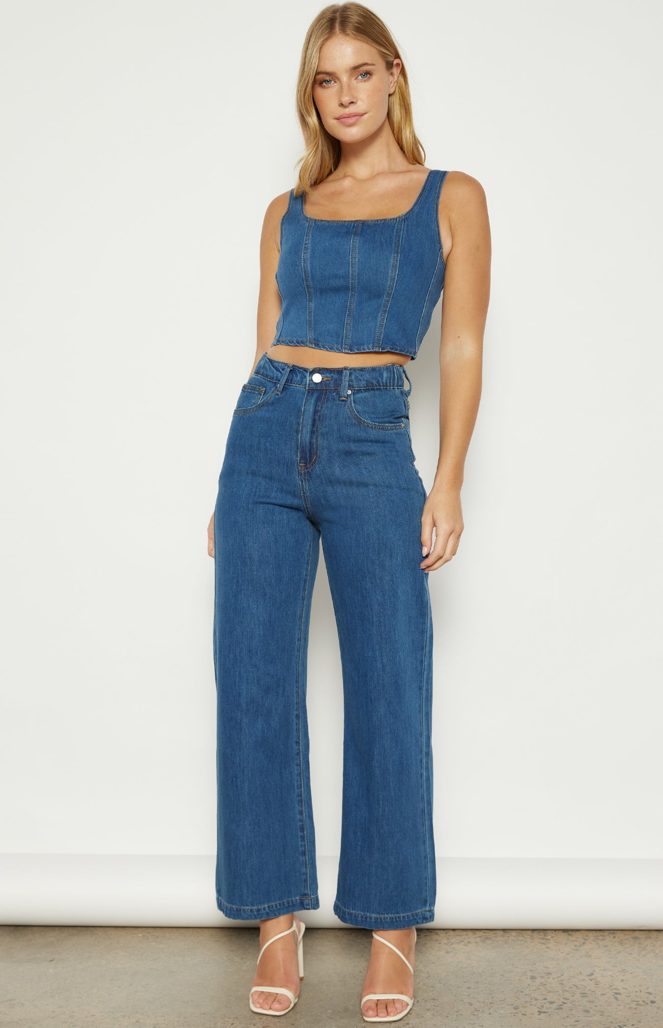 Front Panel Denim Pants