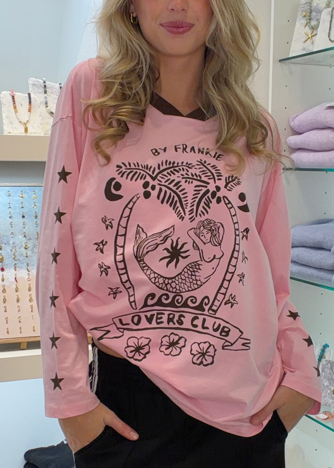 Lovers Club Long Sleeve Tee | Pink Choc