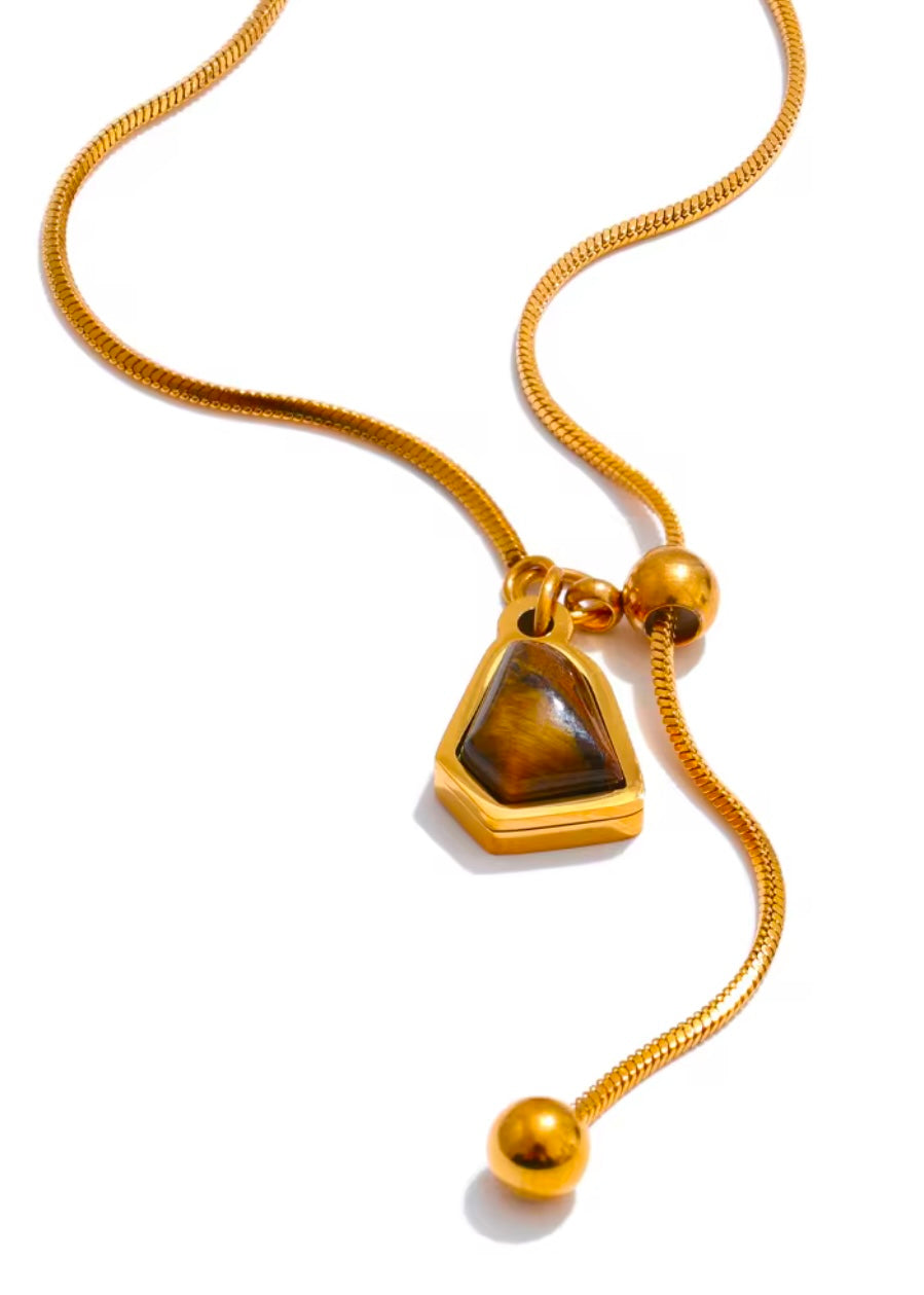 Ra Tiger Stone Necklace Gold