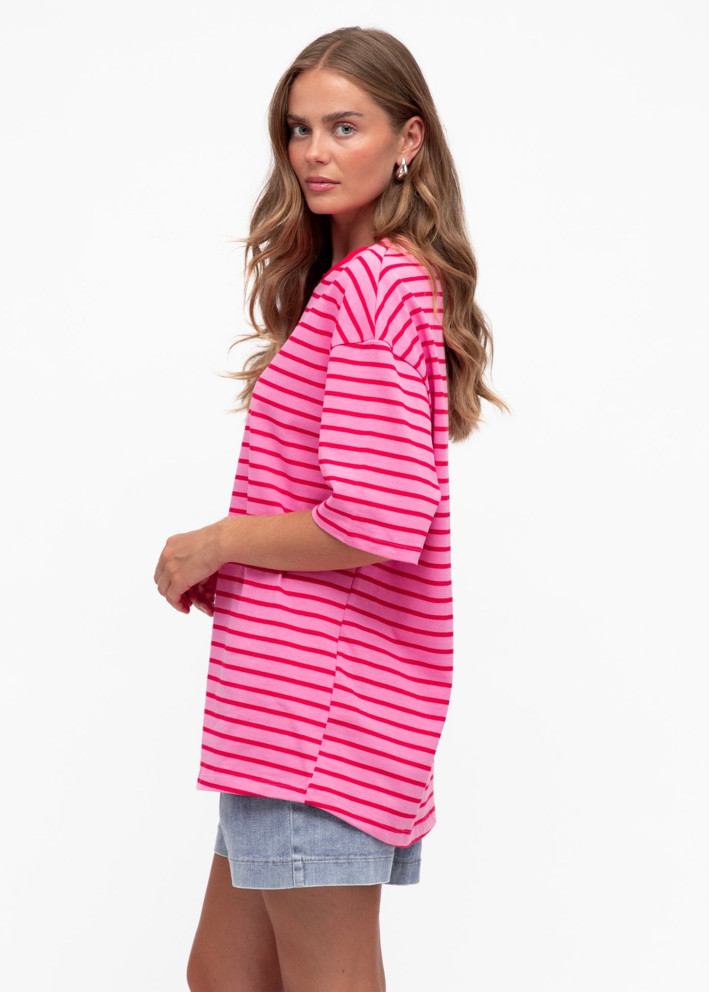Mimi Stripe Tee | Pink Red