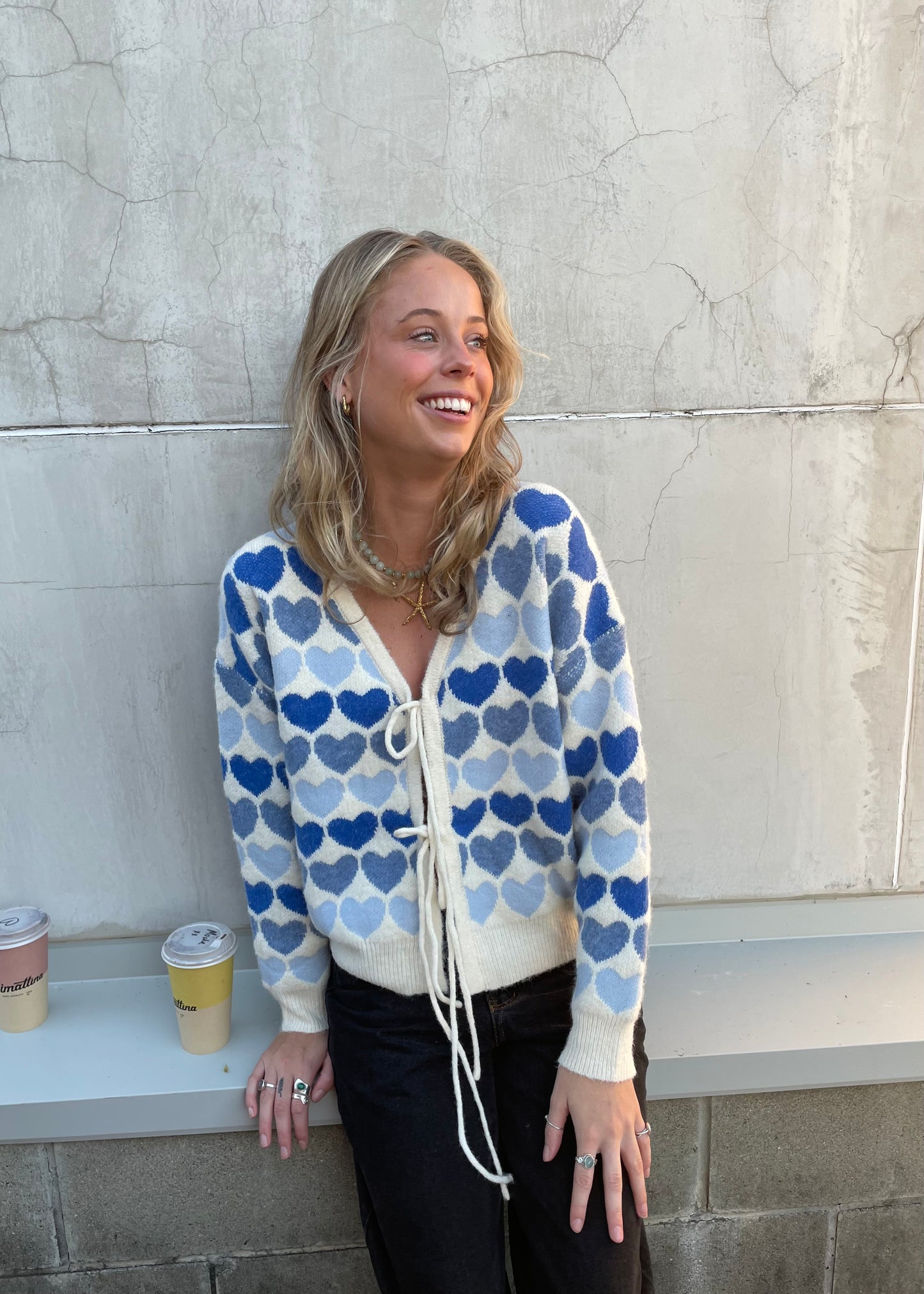 Love Heart Wool Cardi | Blue