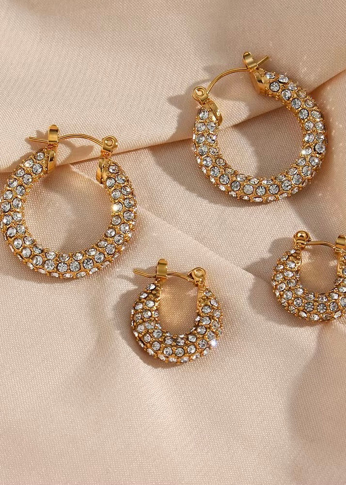 Small Hoop Gold Earring White