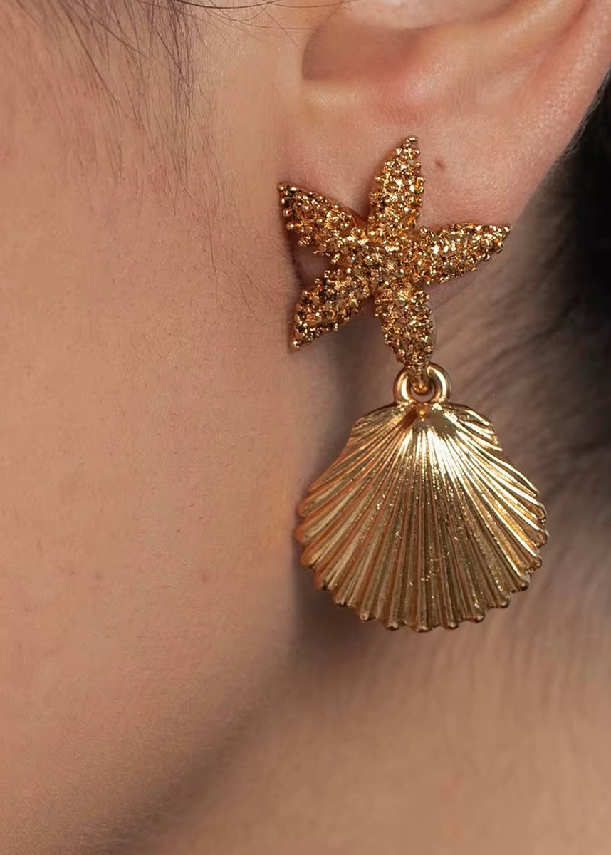 Scallop & Starfish Encrusted Earring