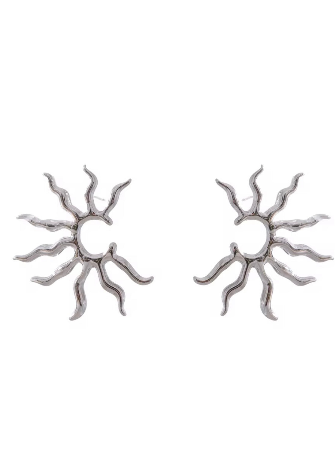 Sunburst Silver Earring