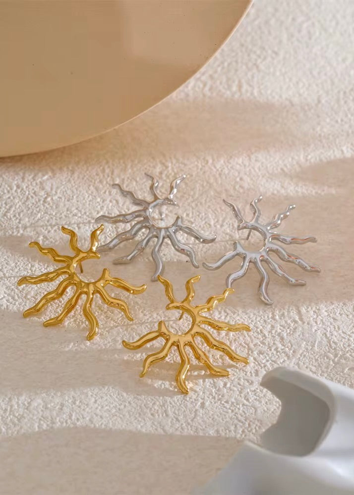 Sunburst Silver Earring