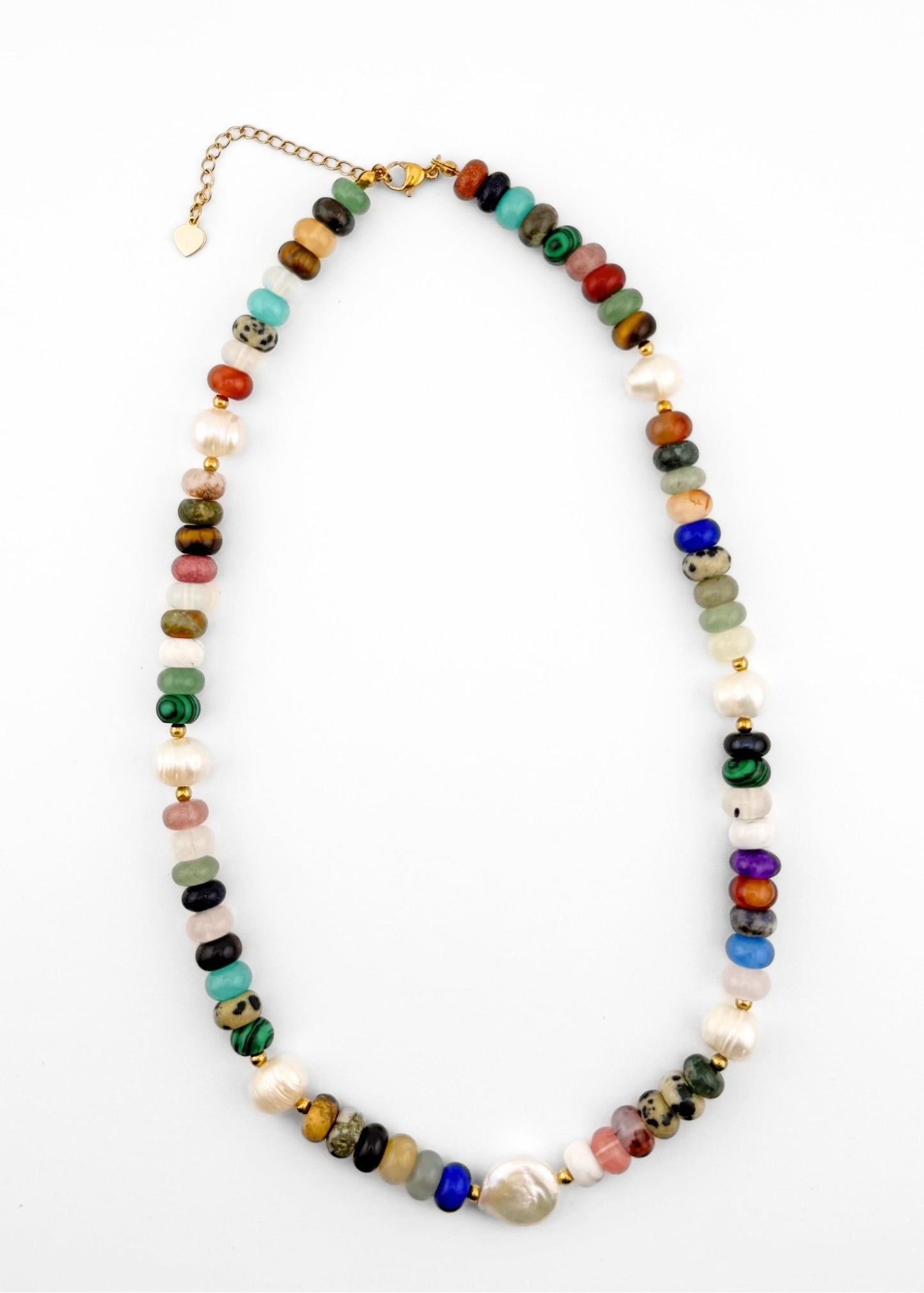 Serafina Necklace | Multi Natural Stone & Freshwater Pearl 45cm