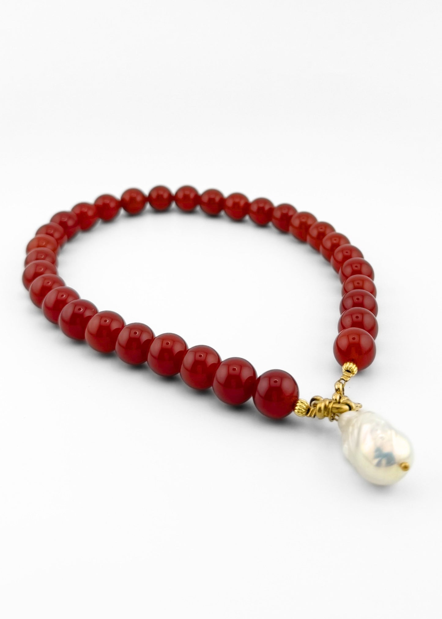Juliette Necklace | Red Carnelian & Freshwater Pearl